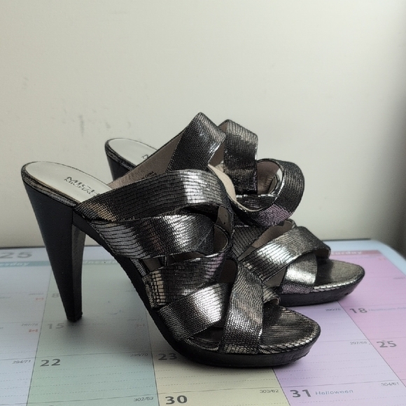 Michael Kors Shoes - MICHAEL KORS SILVER HEELS SIZE 6 1/2